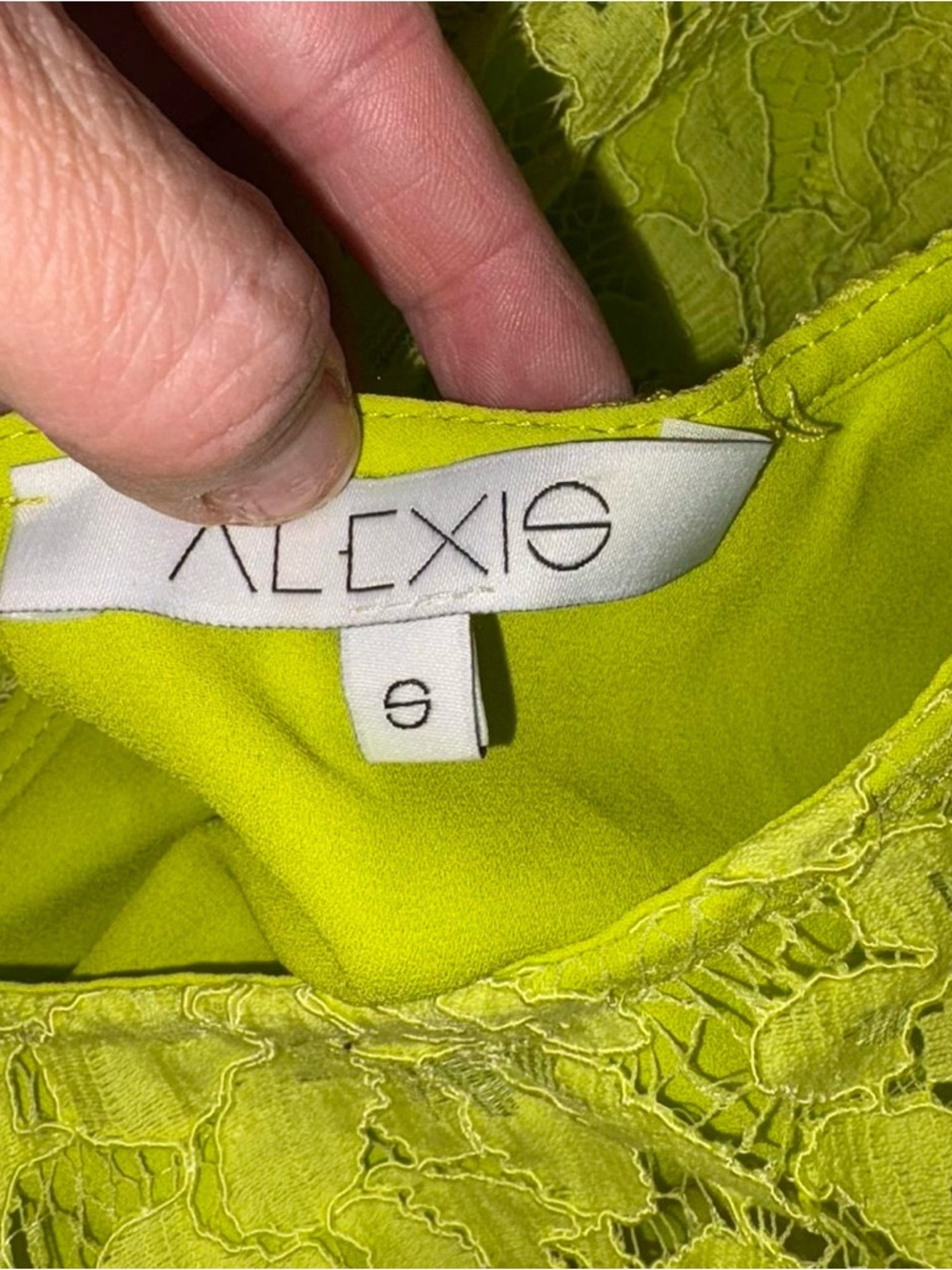 Alexis Neon Lime Lace Cap-Sleeve Top - Picture 6 of 8
